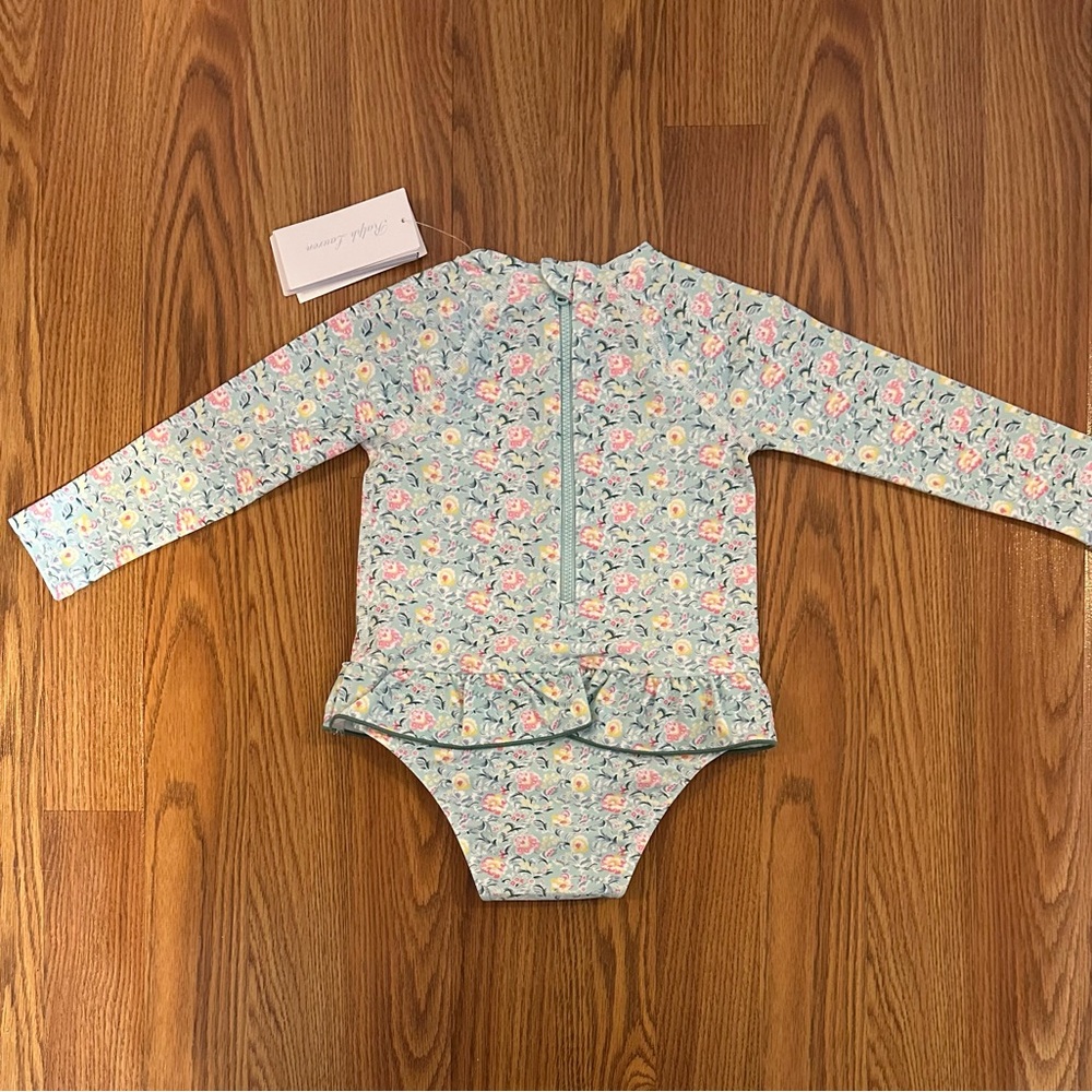 Polo Ralph Lauren Baby Floral Ruffled One-Piece Rash Guard & Swim Trunk 18-24M - Picture 4 of 6